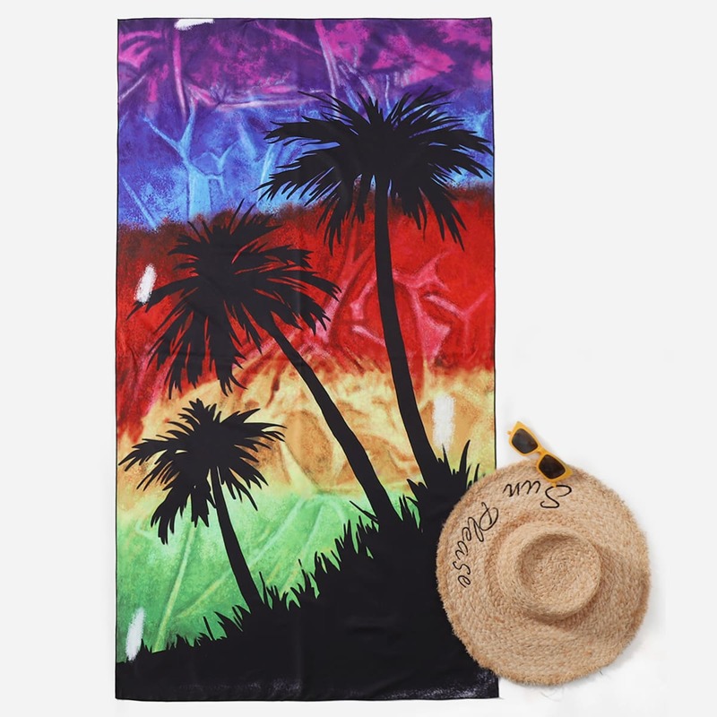 

Palm Tree Print Beach Blanket, Multicolor