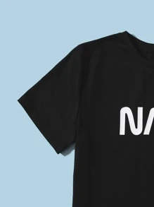 SHEIN 男童2件字母圖案T恤 - 黑與白 - 查看 3