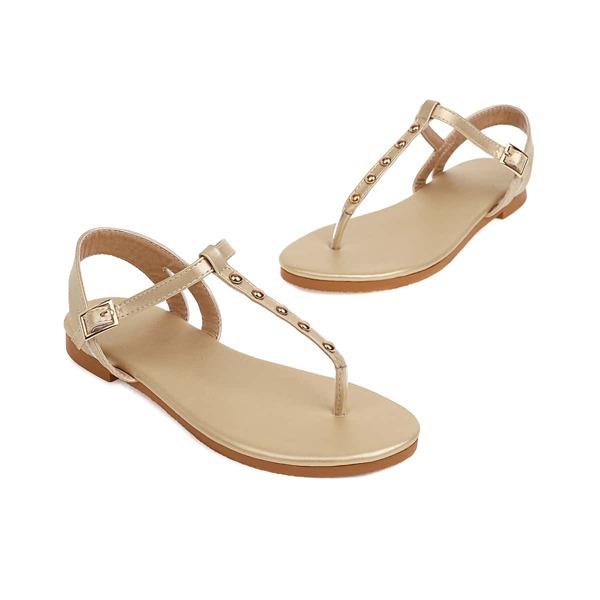 

Metallic Studded Decor Thong Sandals, Apricot
