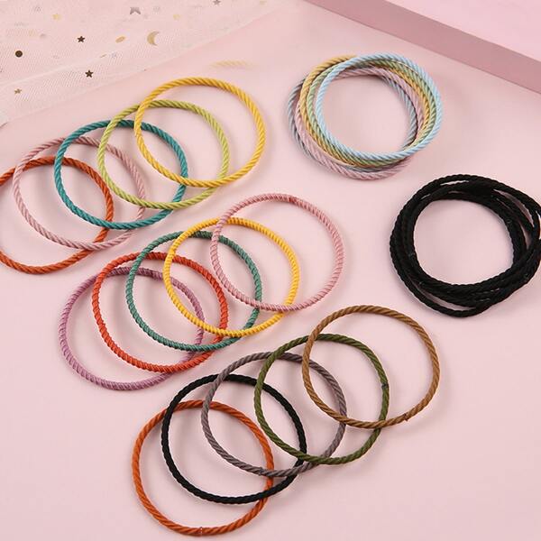

25pcs Girls Plain Hair Tie, Multicolor