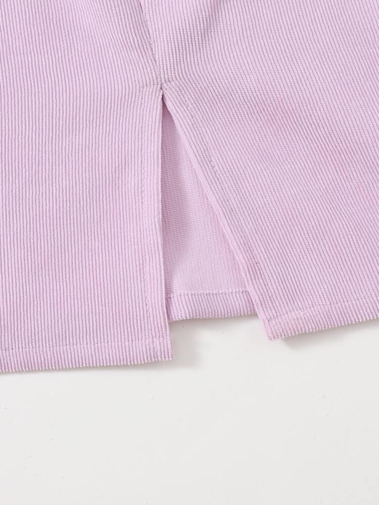 SHEIN EZwear Split Hem Corduroy Mini Skirt - Mauve Purple - View 5
