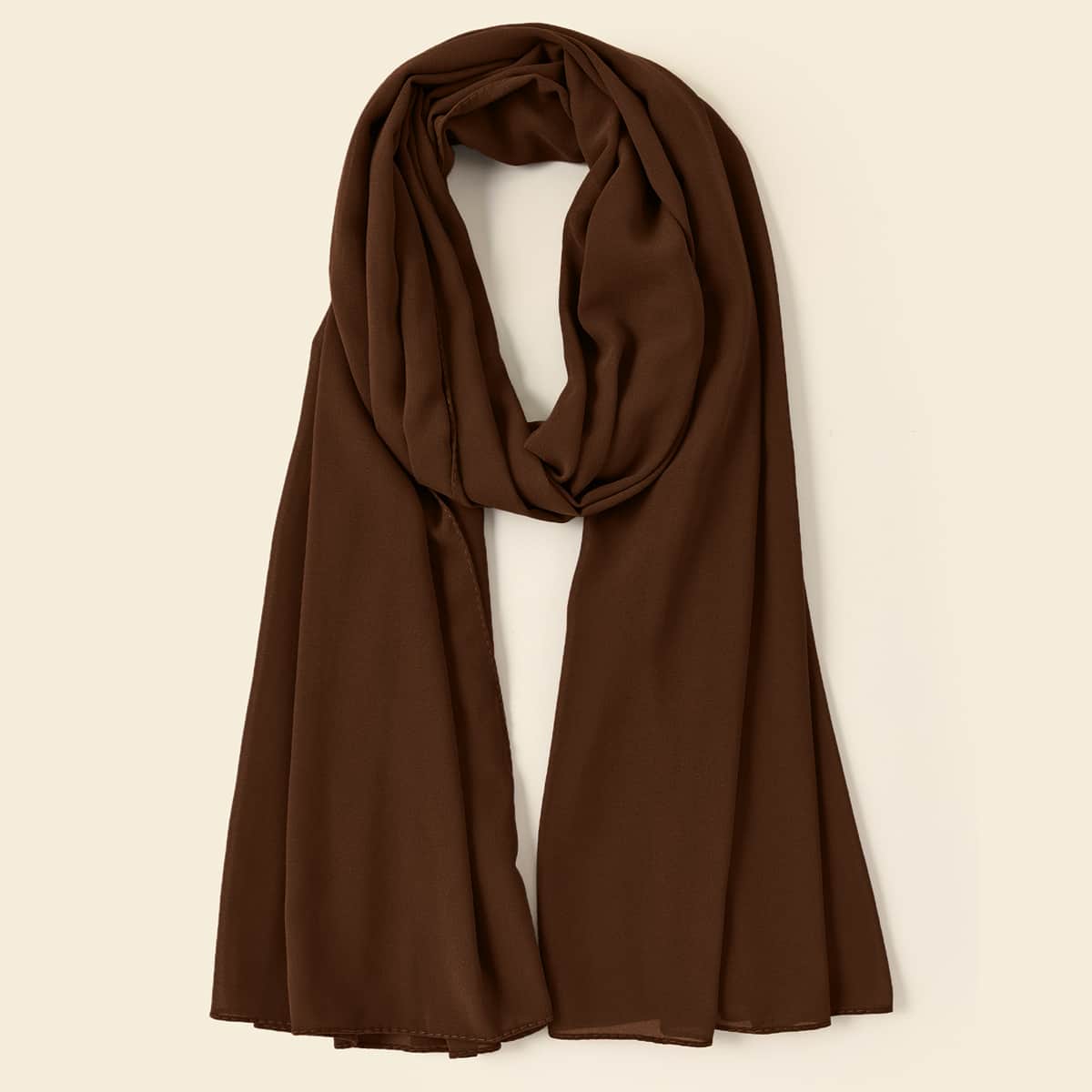 Simple Plain Scarf, Brown