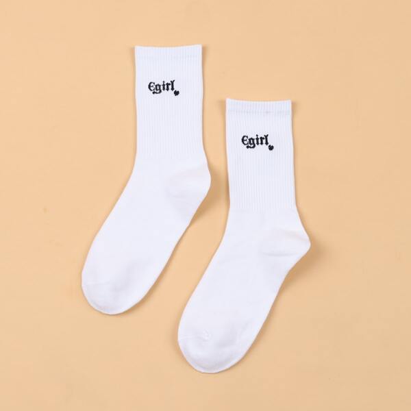 

Letter Graphic Crew Socks, White