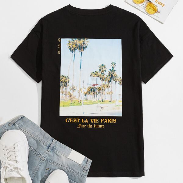 

Мужская футболка с графическим принтом, Чёрный