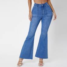 Slant Pocket Raw Hem Wide Leg Jeans