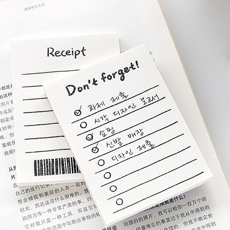 

50pcs Simple Memo Pad, Black and white