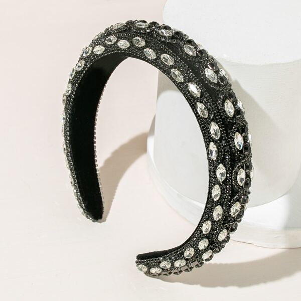 

Rhinestone Decor Hair Hoop, Black and white