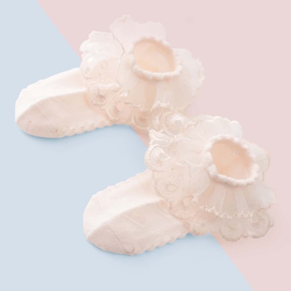 

Baby Mesh Trim Socks, Baby pink