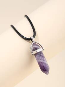 Stone Charm Necklace - Purple - View 1