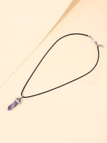 Stone Charm Necklace - Purple - View 2