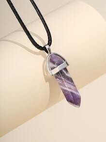 Stone Charm Necklace - Purple - View 3