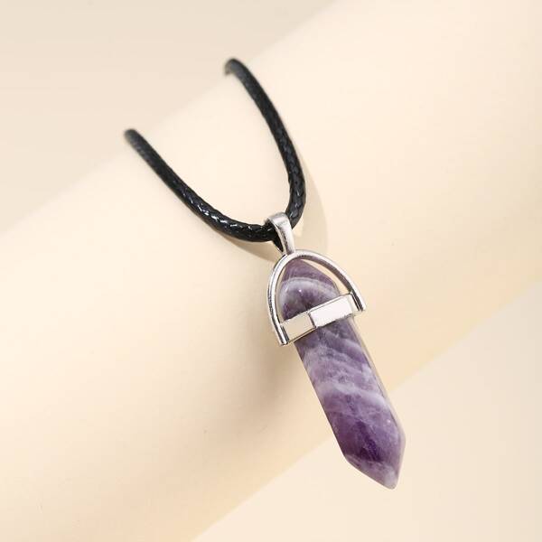 

Stone Charm Necklace, Purple