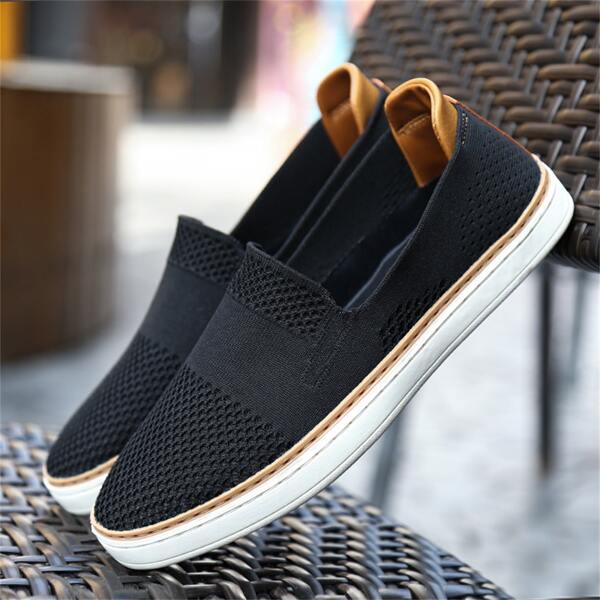 

Minimalist Knit Breathable Slip On Sneakers, Black