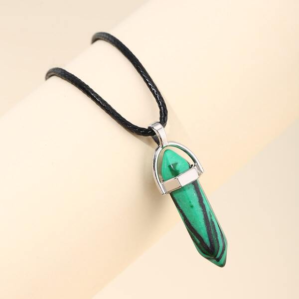

Geo Stone Charm Necklace, Green