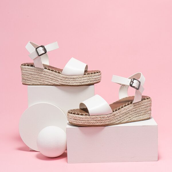 

Minimalist Ankle Strap Espadrille Wedge Sandals, White