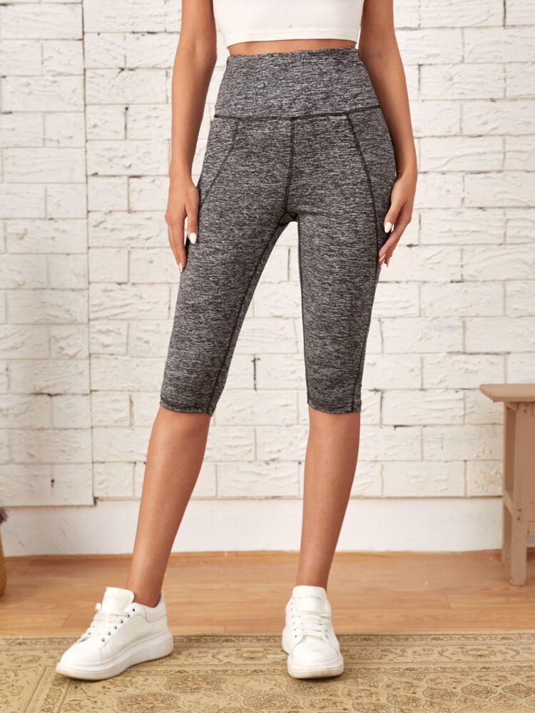 Wide Waist Contrast Stitch Biker Shorts