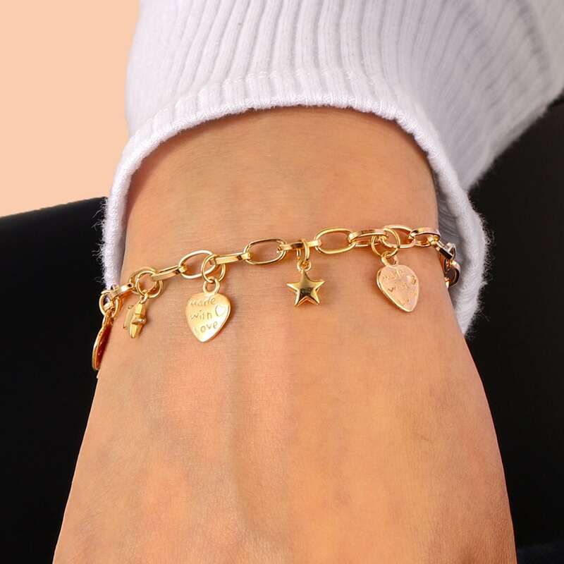 

Star & Letter Chain Bracelet, Gold
