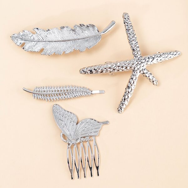 

4pcs Butterfly Decor Hair Clip, Silver