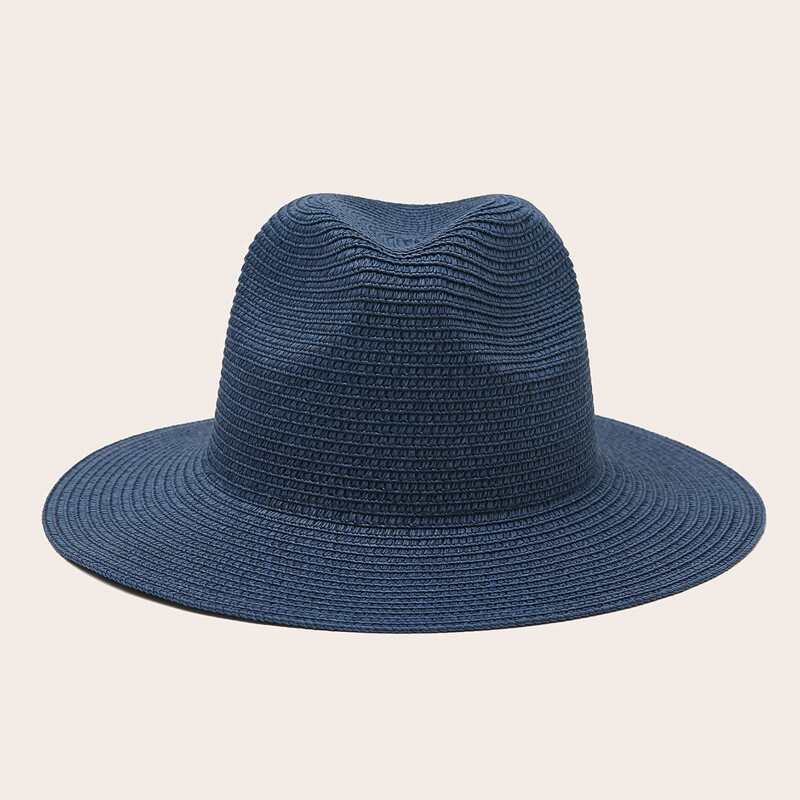 

Minimalist Straw Hat, Navy blue