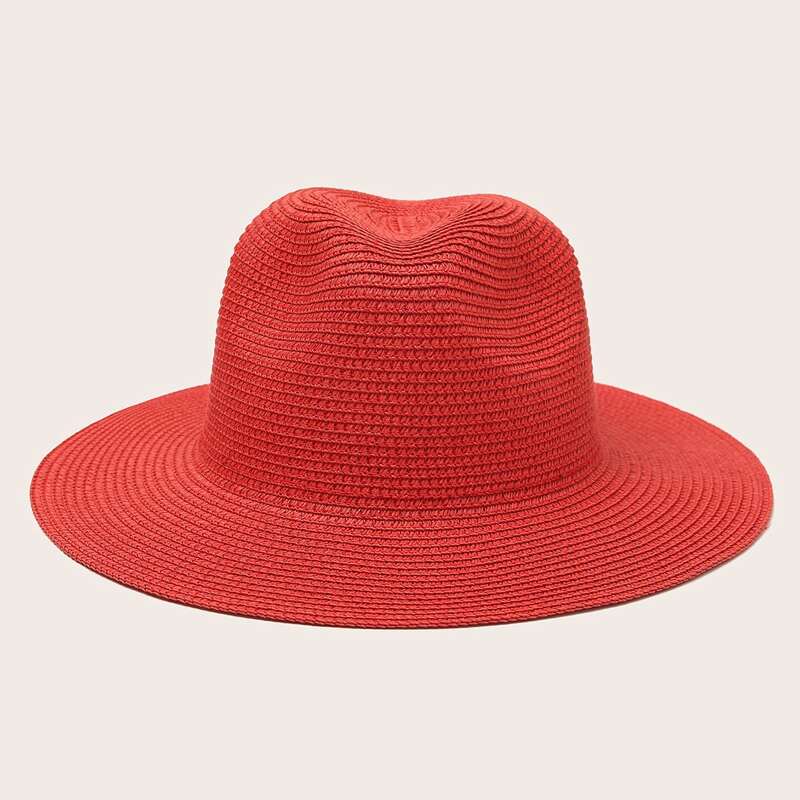 

Minimalist Straw Hat, Red