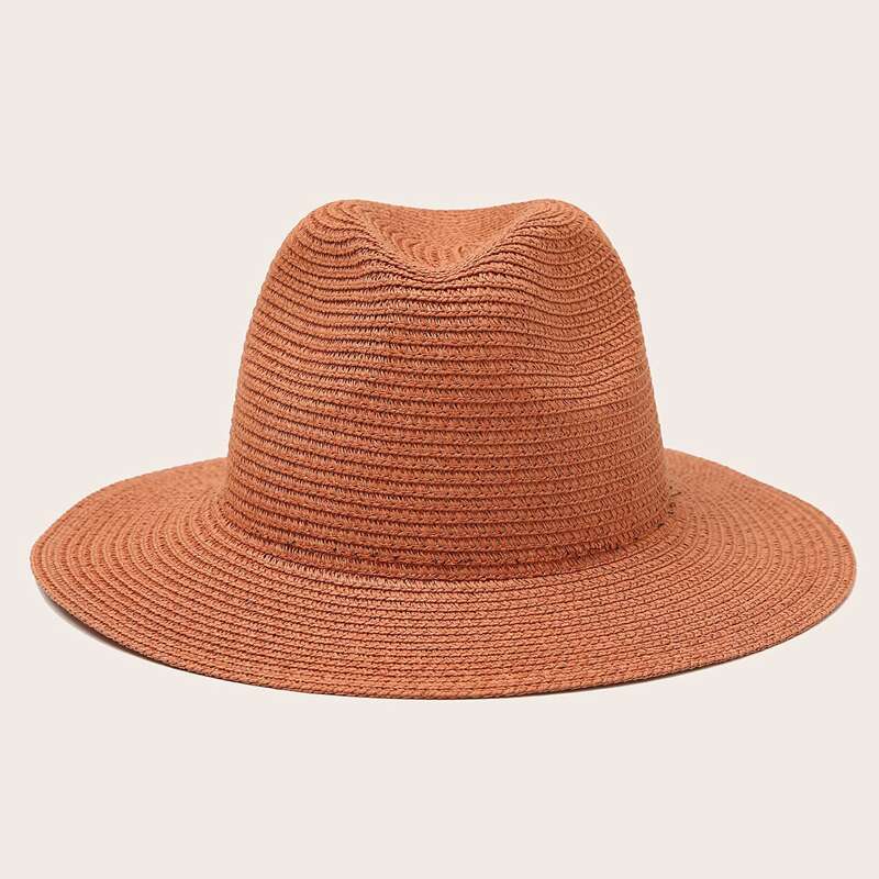 

Minimalist Straw Hat, Rust brown