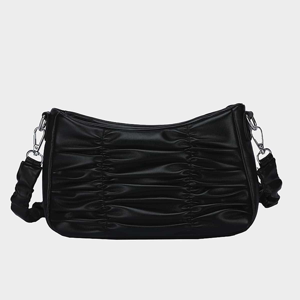 

Ruched Shoulder Bag, Black