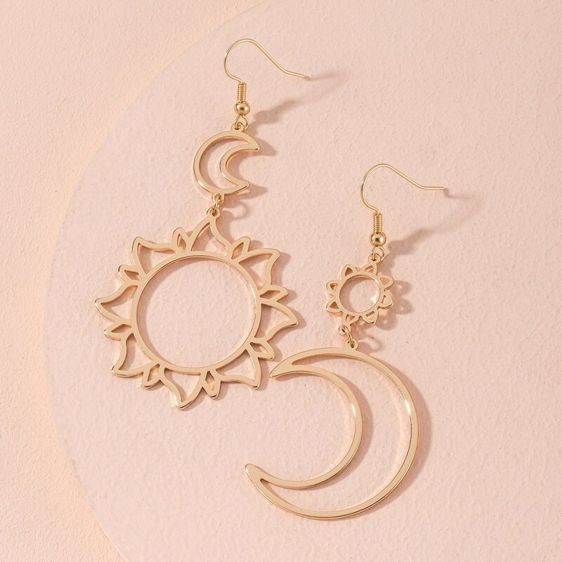 

Sun & Moon Drop Earrings, Gold