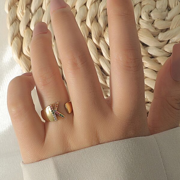 

Rhinestone Letter Decor Ring, Gold