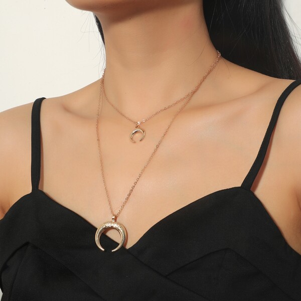 

Solid Layered Necklace, Gold