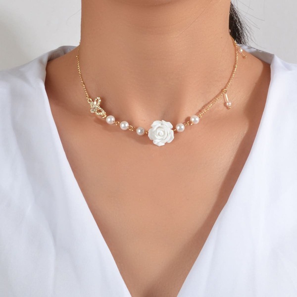 

Faux Pearl Decor Necklace, Gold