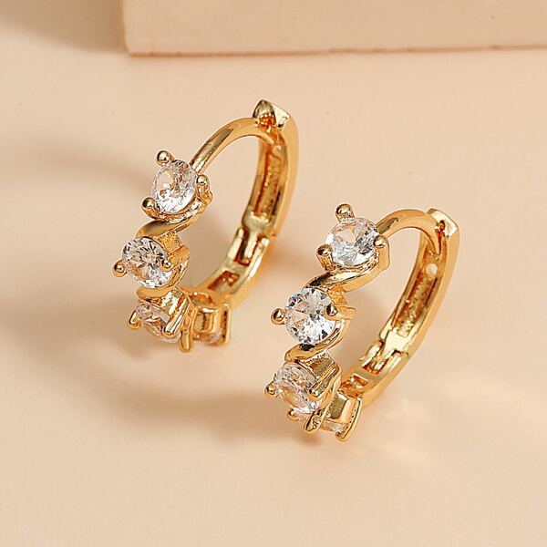 

Zircon Decor Hoop Earrings, Gold