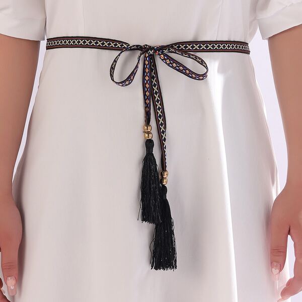 

Tassel Decor Belt, Black