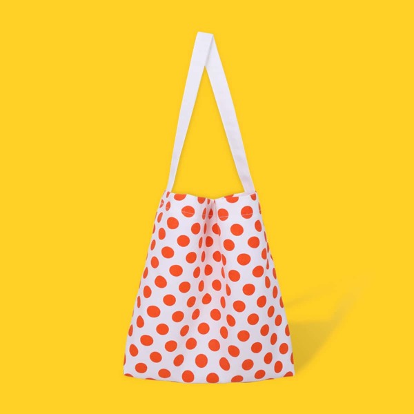 

Polka Dot Print Shoulder Bag, Red and white
