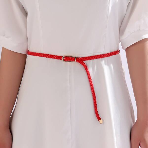 

PU Leather Braided Belt, Red