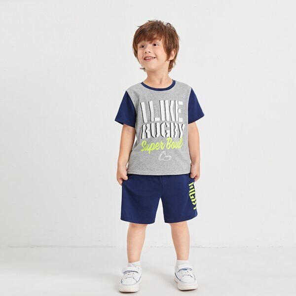 

Toddler Boys Colorblock Letter Graphic Tee & Shorts, Multicolor