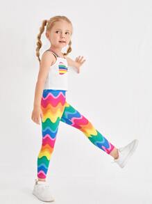 SHEIN Bộ thời trang bé gái Hội Chữ thập Khối Màu Đồ họa Boho - Nhiều màu - Xem 1