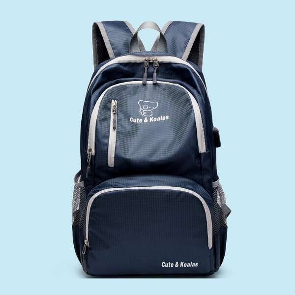 

Letter & Cartoon Graphic Backpack, Royal blue