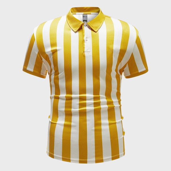 

Men Two Tone Striped Polo Shirt, Multicolor