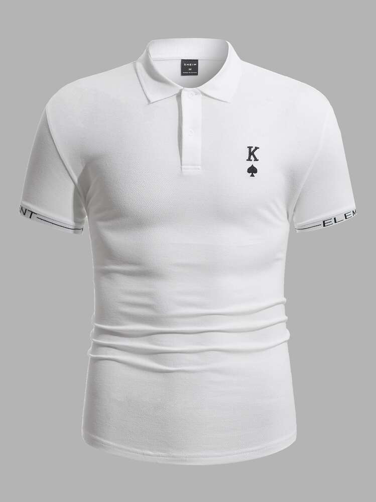 Manfinity Men Letter & Heart Embroidery Polo Shirt | SHEIN IN