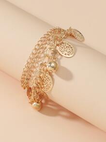 圓球吊飾分層手鍊 - 金黃色 - 查看 2