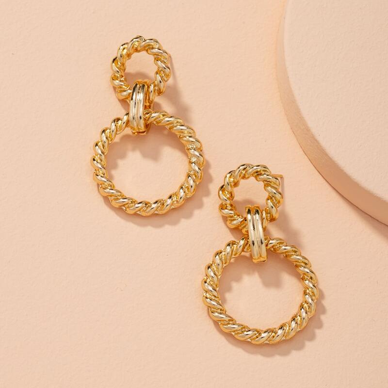

Hollow Out Drop Earrings, Gold