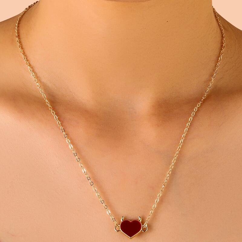 

Heart Pendant Necklace, Multicolor