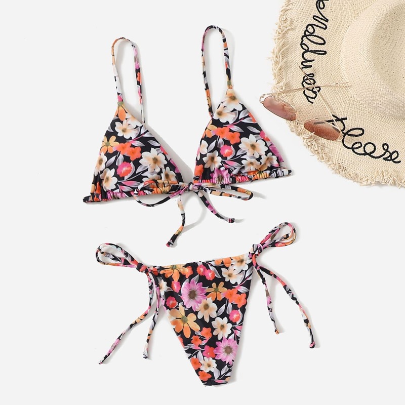 

Floral Pattern Bikini Swimsuit, Multicolor