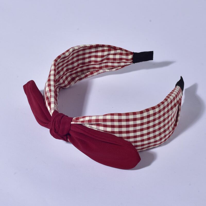 

Bow Decor Plaid Headband, Red and white