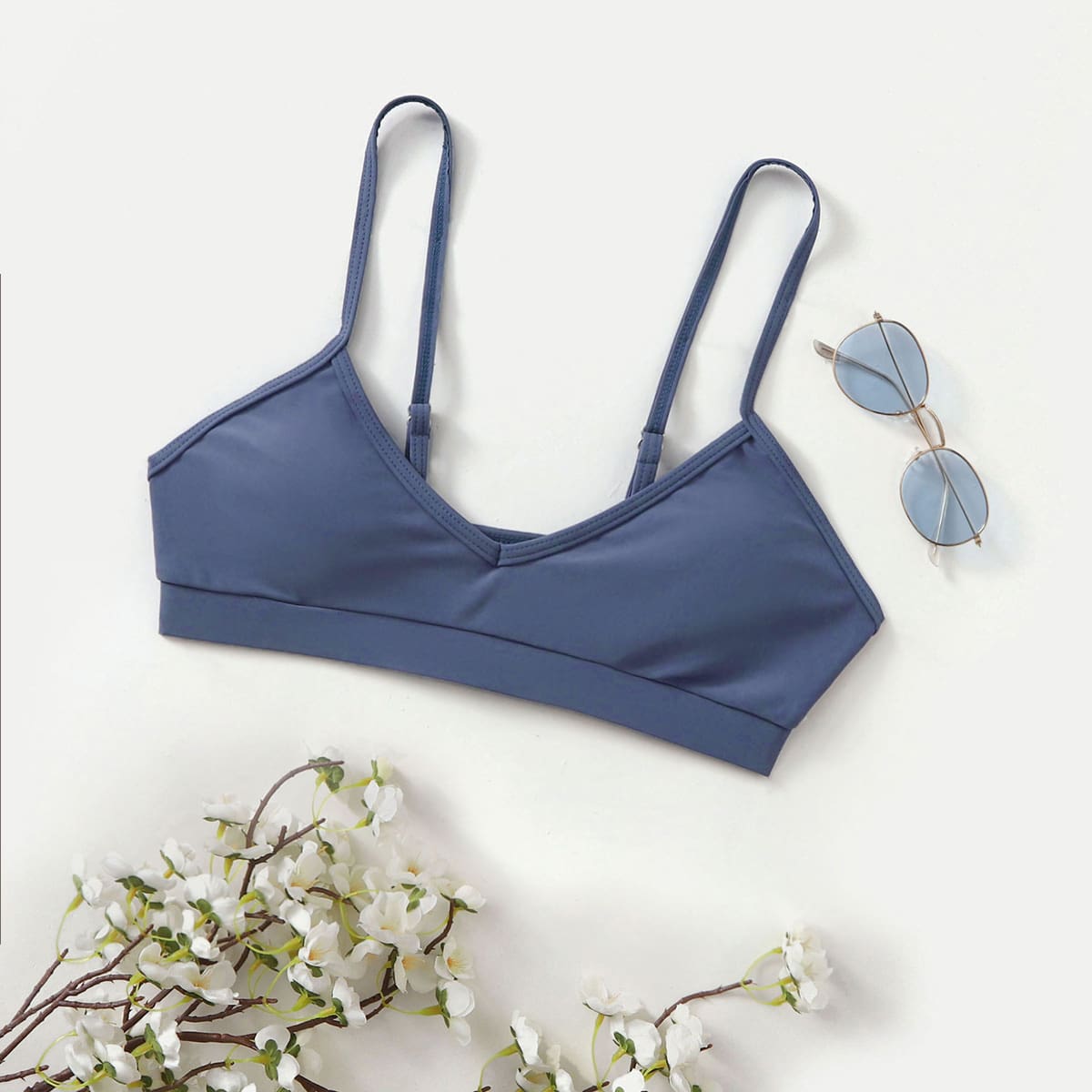 

Simple Solid Bikini Top, Dusty blue