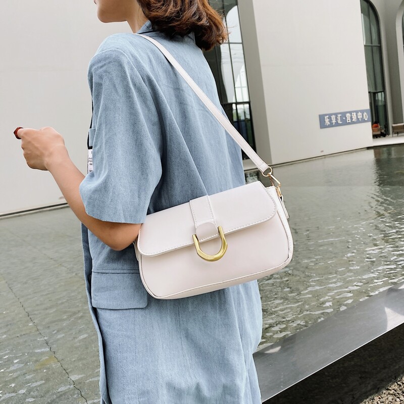 

Minimalist Flap Shoulder Bag, White