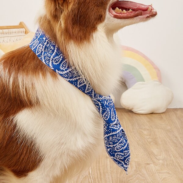

Leaf Print Pet Scarf, Blue