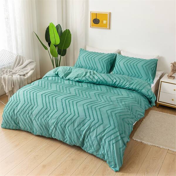 

Chevron Pattern Duvet Cover Set Without Filler, Green