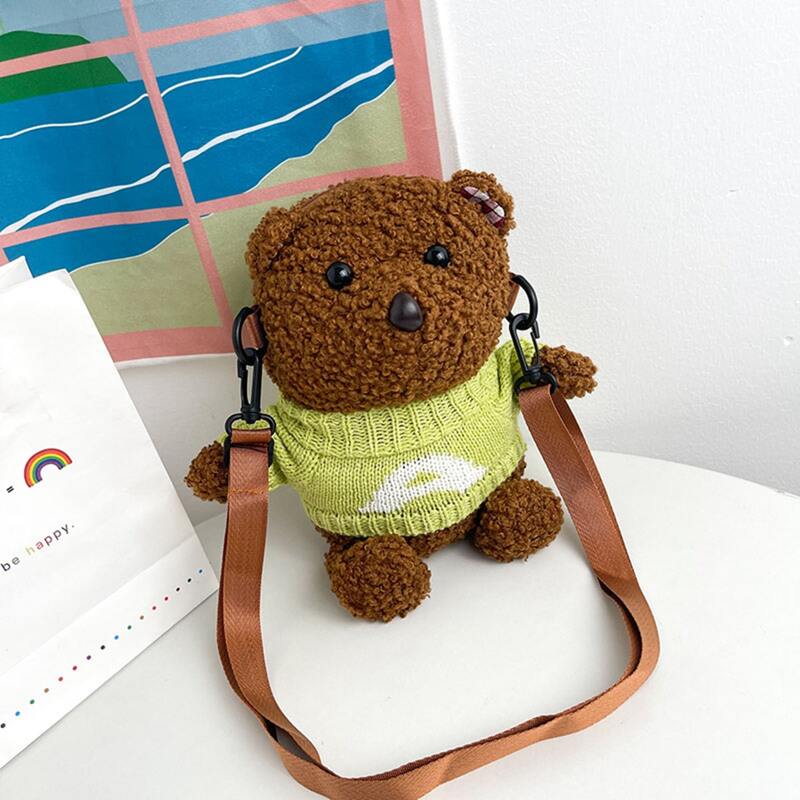 

Fluffy Cartoon Bear Crossbody Bag, Brown