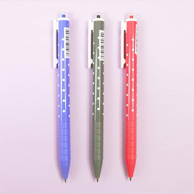 

3pcs Polka Dot Pattern Ballpoint Pen, Multicolor